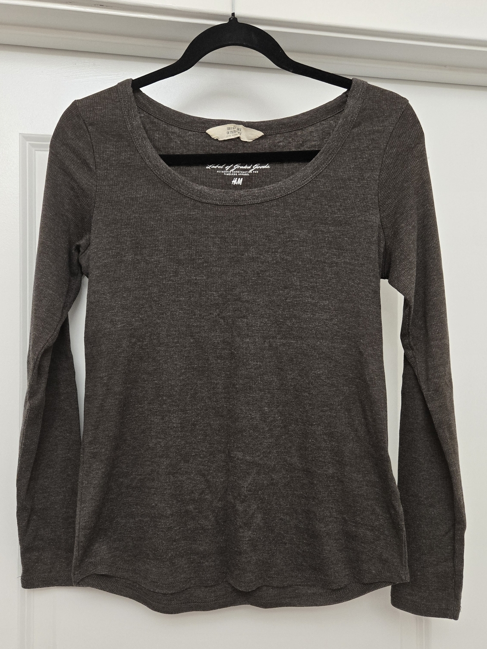 H&M Scoop Neck Long Sleeve Top - Brown